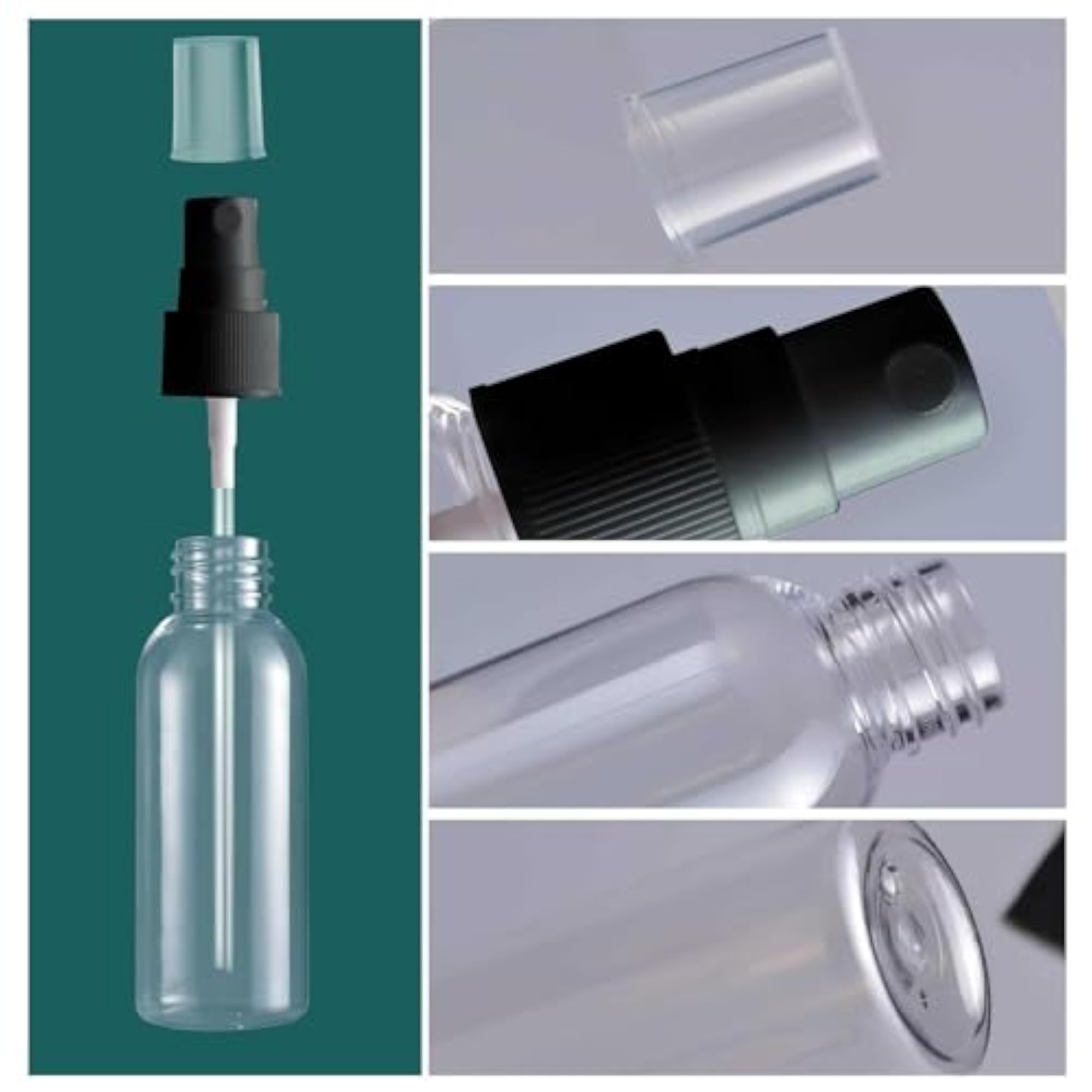 Clear Empty Fine Mist Plastic Mini Travel Bottle Set, Pack of 6